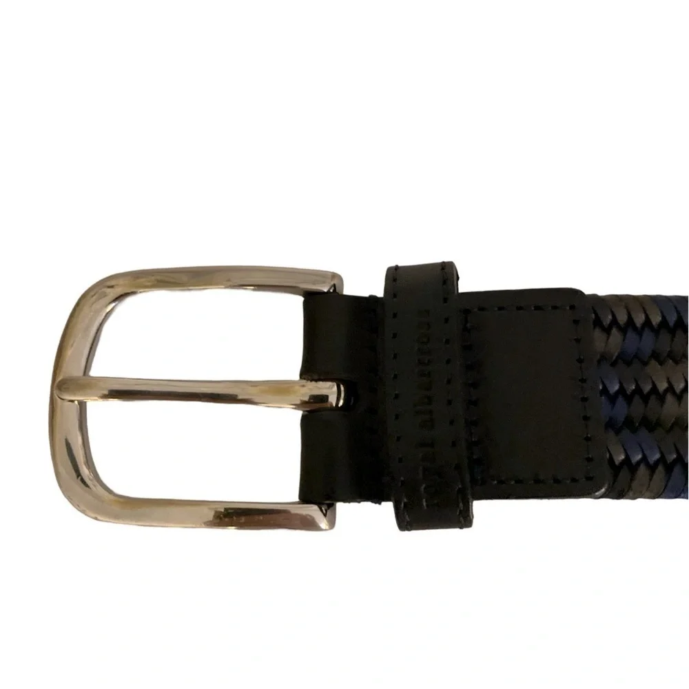 Royal Albatross Woven Golf Belt - S gray .  Blue black , leather woven,silver